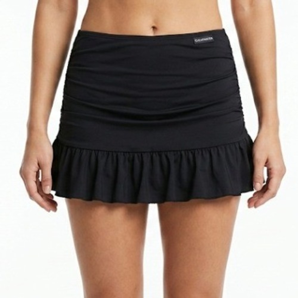 Gerry Swim Skirt Womens Large Black‎ Built-in Brief Zipper Pocket Athletic Skort